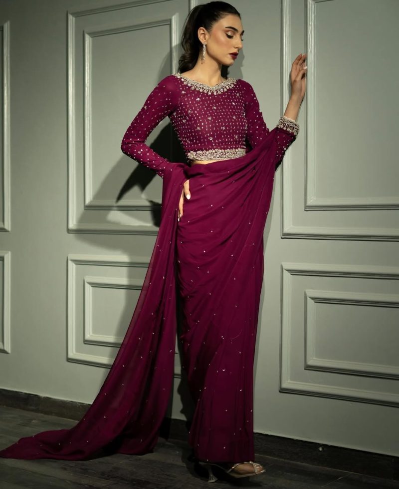Nora Plum Saree - Image 3