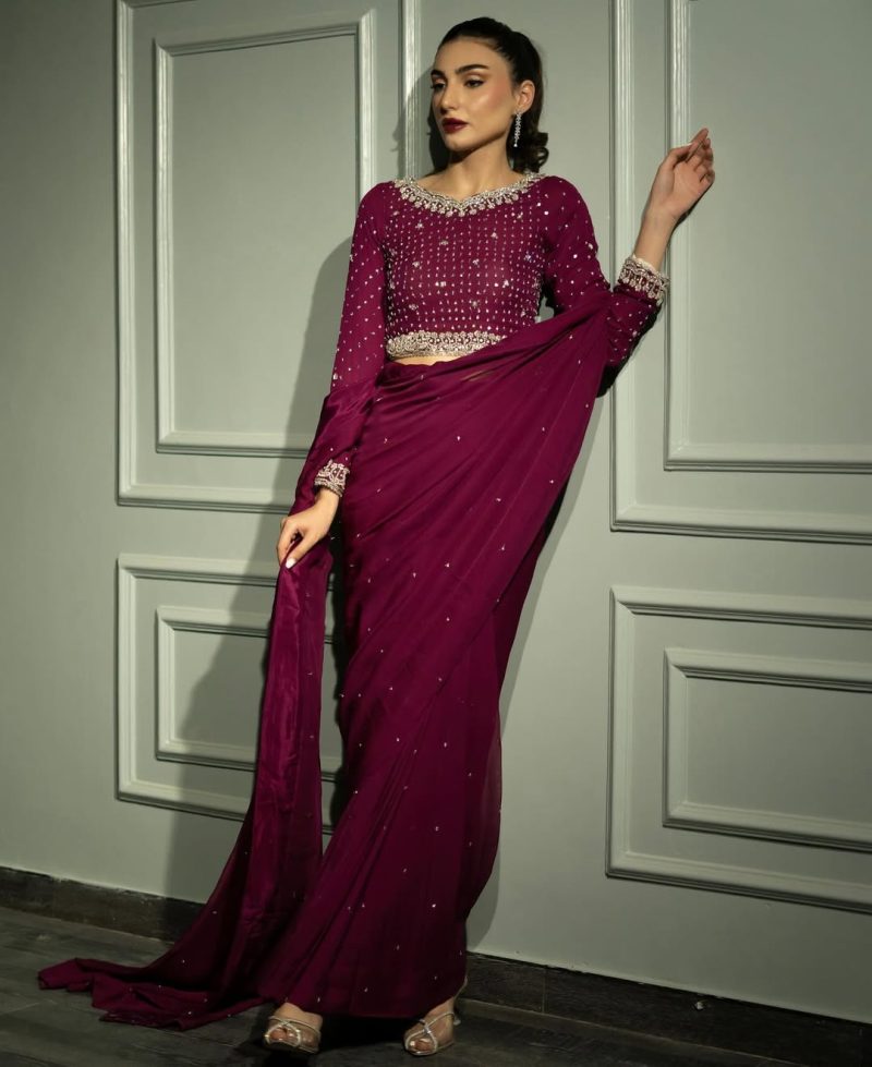 Nora Plum Saree - Image 4