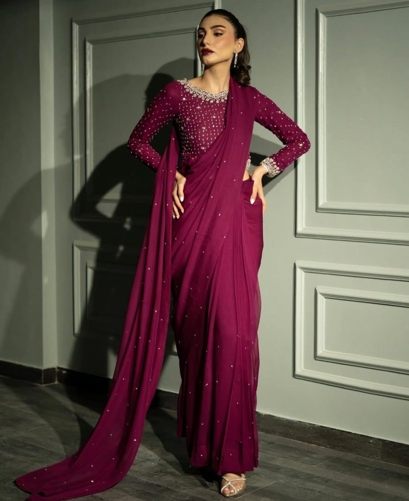 Nora Plum Saree - Image 5